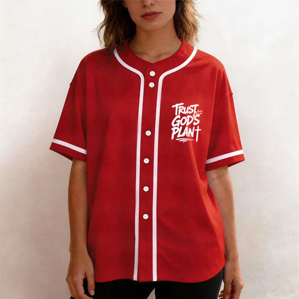 Christianartworkshop Trust God's Plan Button Up Baseball Jersey - image 46