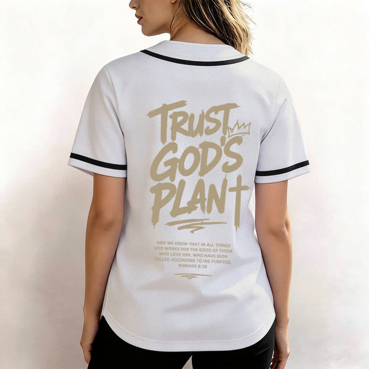 Christianartworkshop Trust God's Plan Button Up Baseball Jersey - image 31