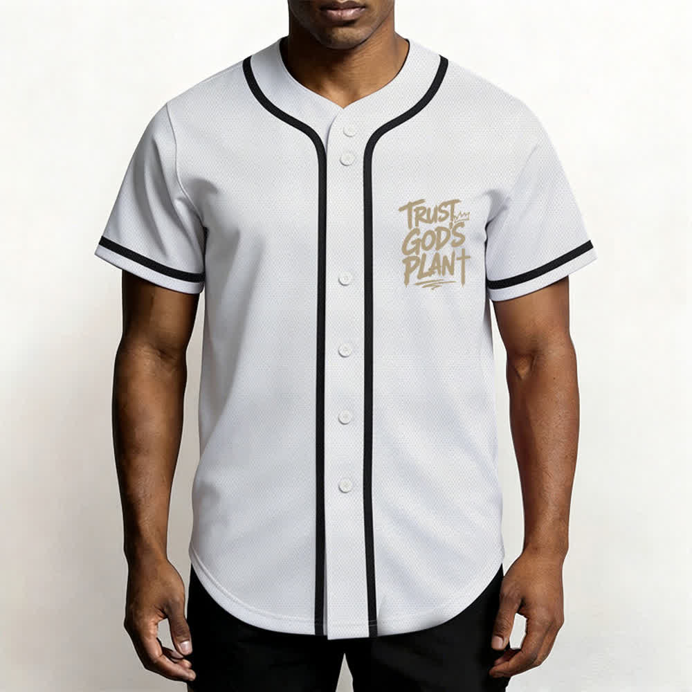 Christianartworkshop Trust God's Plan Button Up Baseball Jersey - image 34