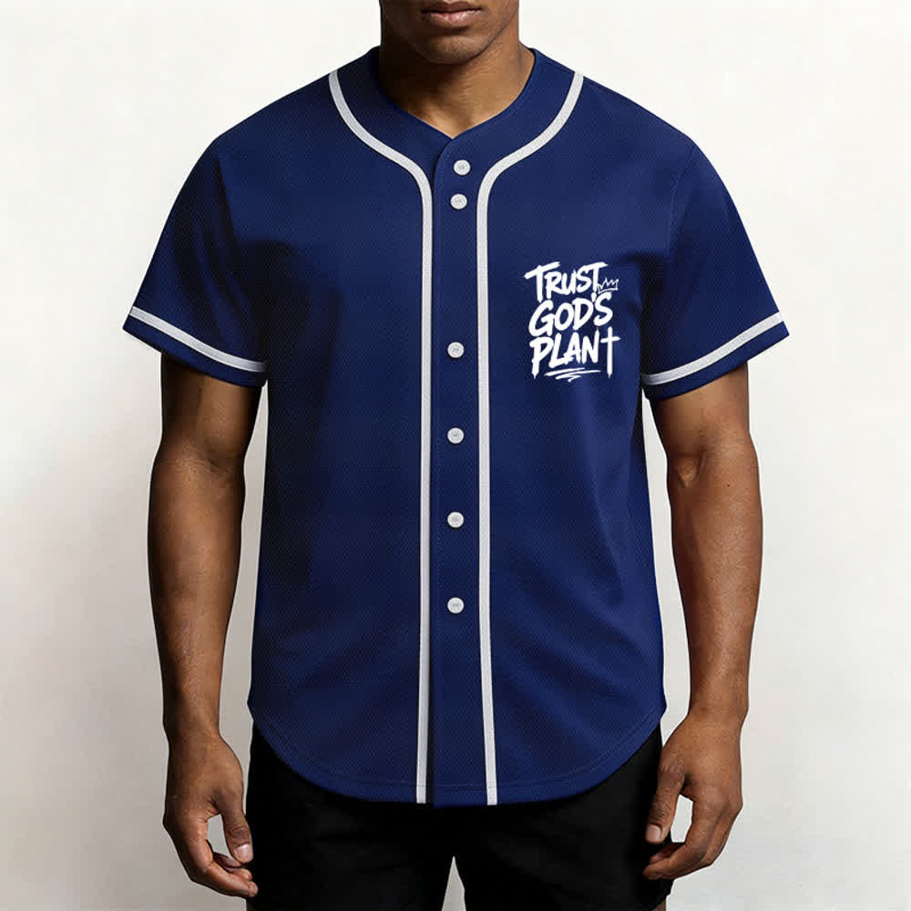 Christianartworkshop Trust God's Plan Button Up Baseball Jersey - image 41