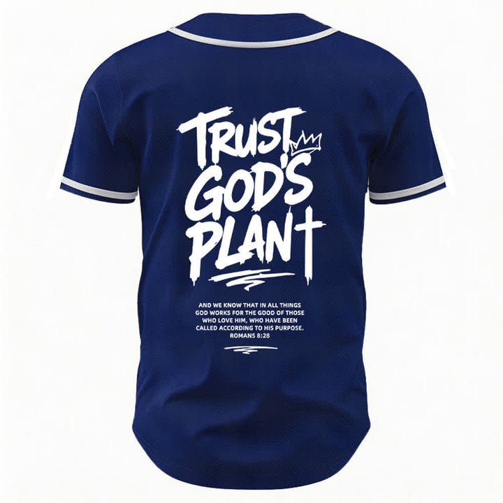 Christianartworkshop Trust God's Plan Button Up Baseball Jersey - image 36