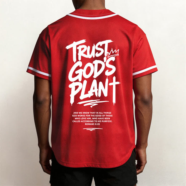 Christianartworkshop Trust God's Plan Mesh Button Up Baseball Jersey - image 47
