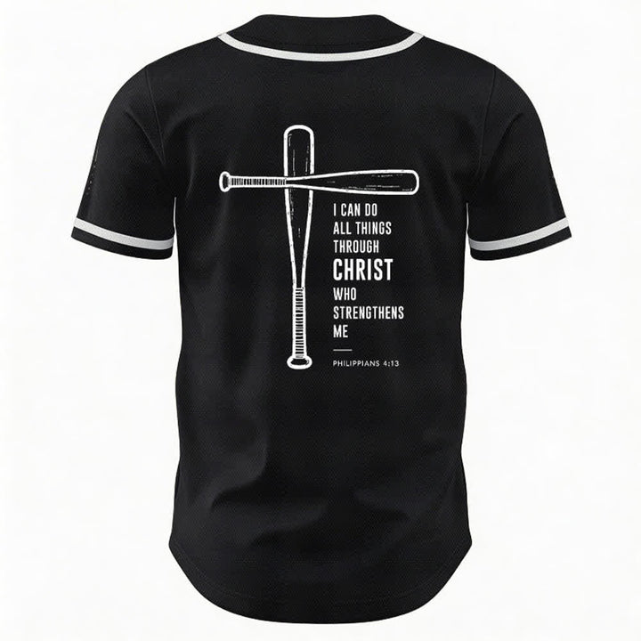 Christianartworkshop Black Mesh Verse Back Baseball Jersey - image 1