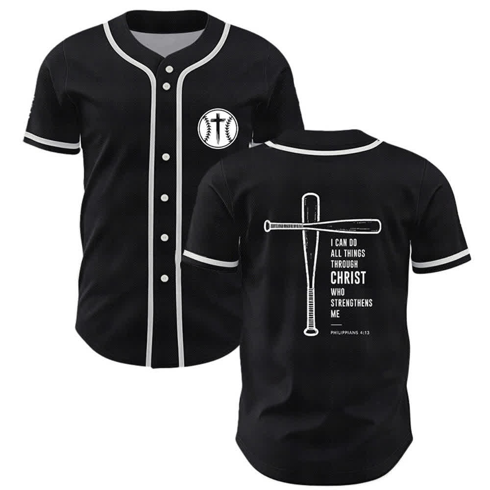 Christianartworkshop Black Mesh Verse Back Baseball Jersey - Black - 5XL - image 0