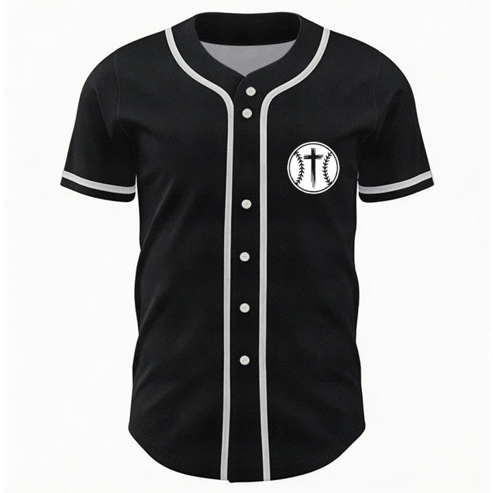 Christianartworkshop Black Mesh Verse Back Baseball Jersey - image 2