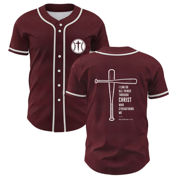 Christianartworkshop I CAN DO ALL THINGS THROUGH CHRIST Baseball Jersey - Wine - 5XL - image 14