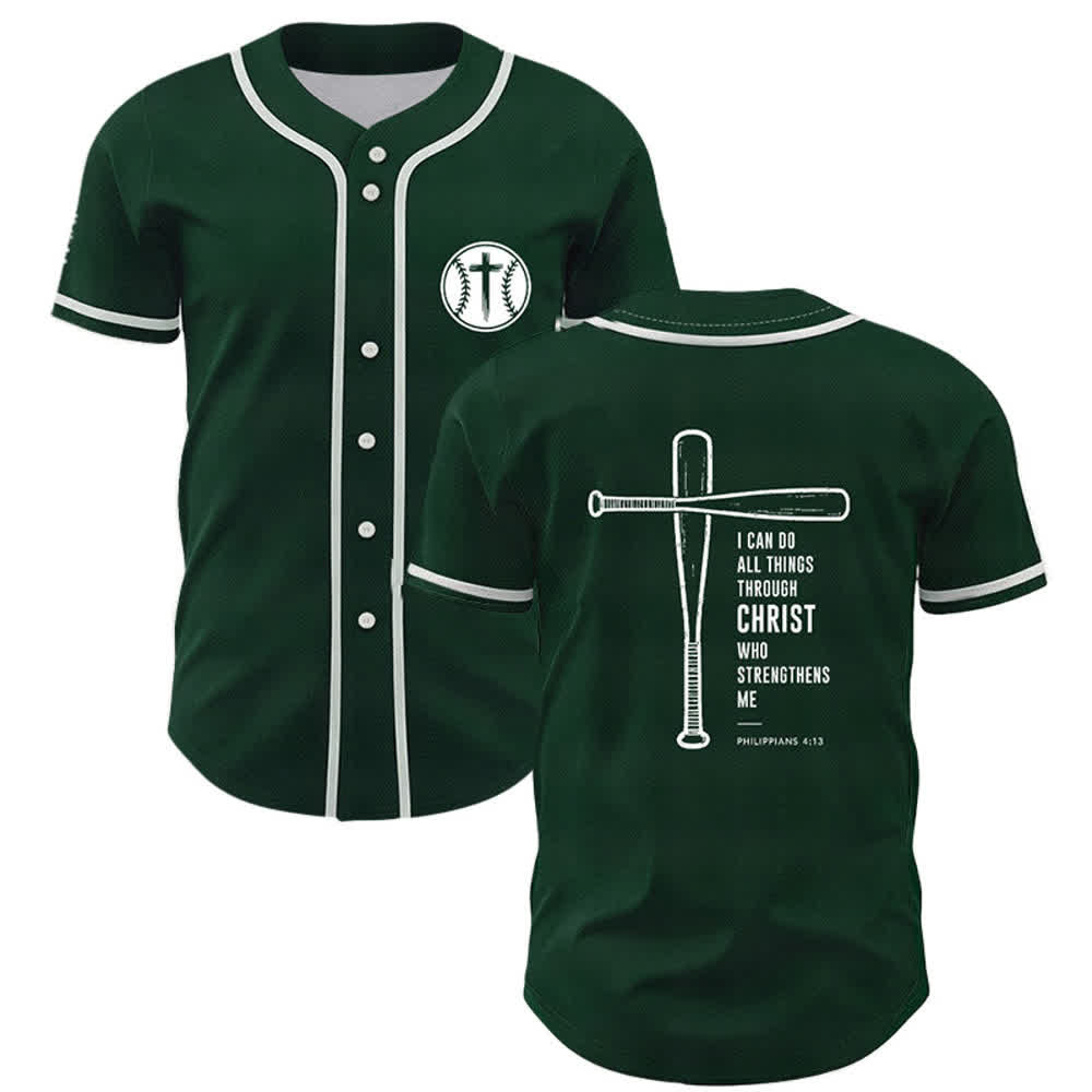 Christianartworkshop Black Mesh Verse Back Baseball Jersey - Green - 5XL - image 21