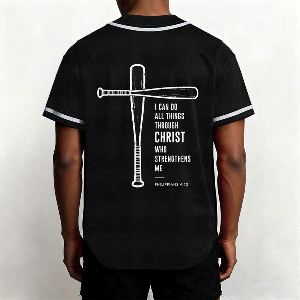 Christianartworkshop Black Mesh Verse Back Baseball Jersey - image 5