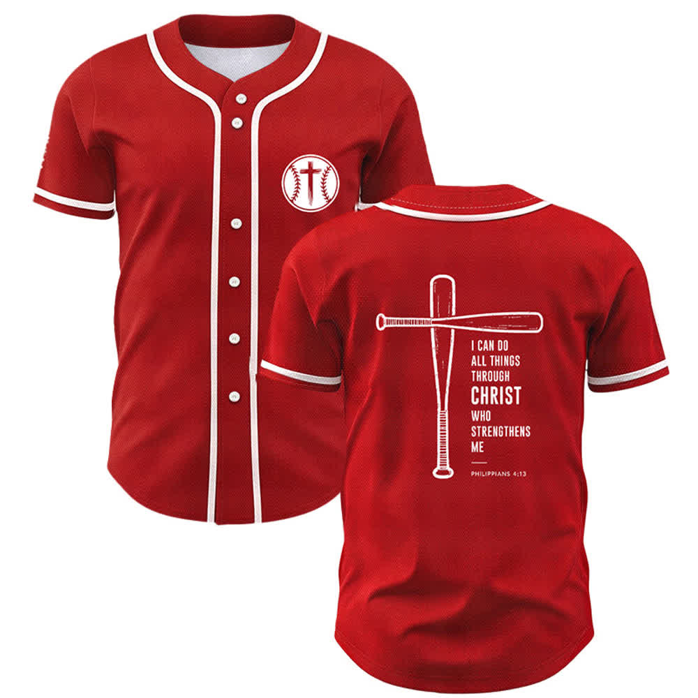Christianartworkshop I CAN DO ALL THINGS THROUGH CHRIST Baseball Jersey - Red - 5XL - image 42