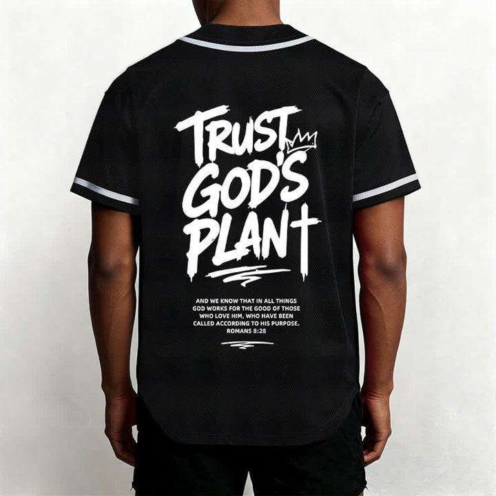 Christianartworkshop Trust God's Plan Button Up Baseball Jersey - image 5