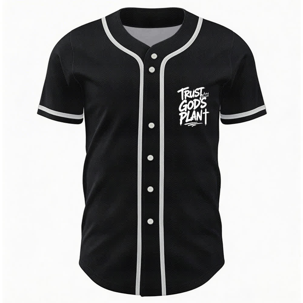 Christianartworkshop Trust God's Plan Button Up Baseball Jersey - image 2