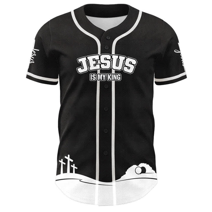 Christianartworkshop Jesus Is My King Name & Number Personalized Baseball Jersey - image 5