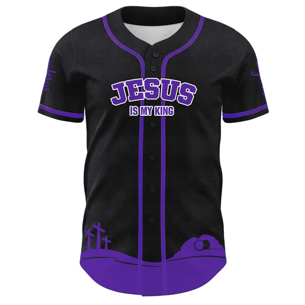 Christianartworkshop Jesus Is My King Name & Number Personalized Baseball Jersey - image 8