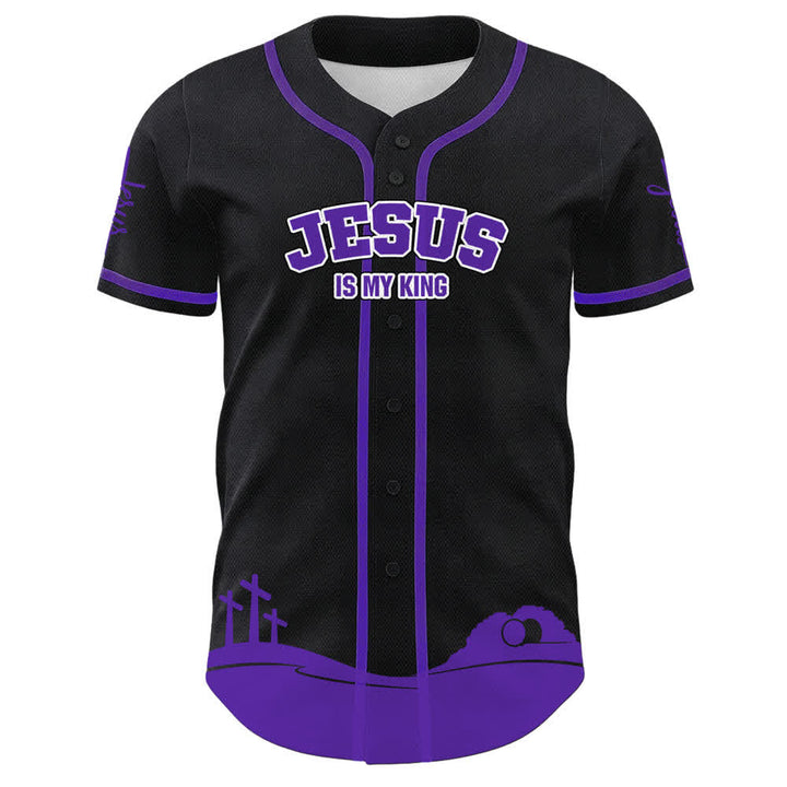 Christianartworkshop Jesus Is My King Name & Number Personalized Baseball Jersey - image 8