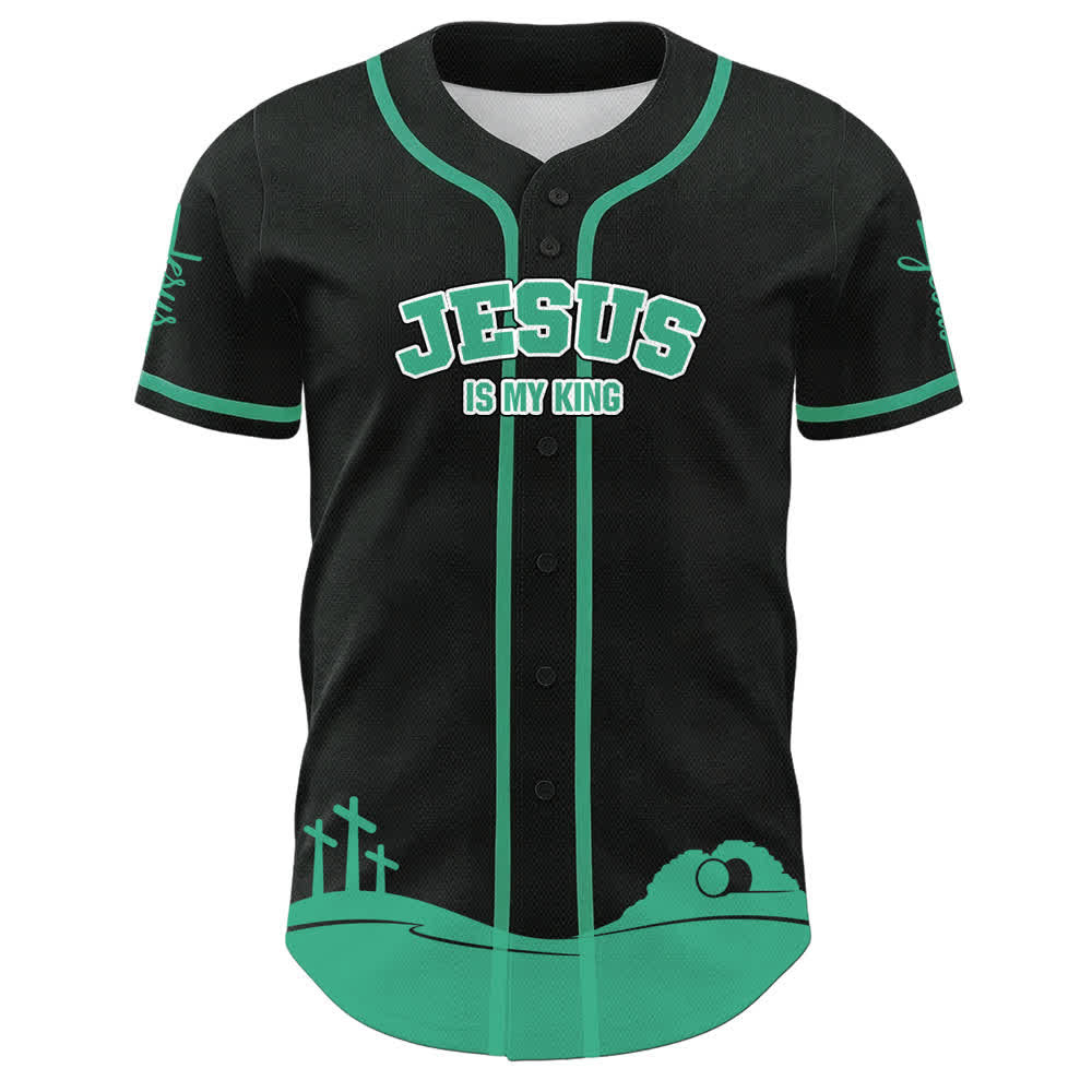 Christianartworkshop Jesus Is My King Name & Number Personalized Baseball Jersey - image 11