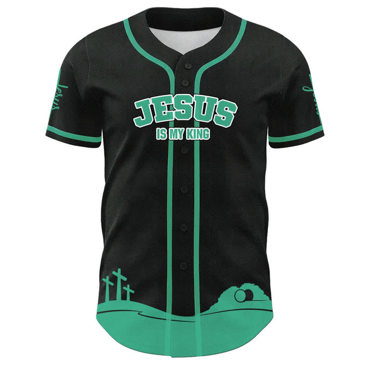 Christianartworkshop Jesus Is My King Name & Number Personalized Baseball Jersey - image 11