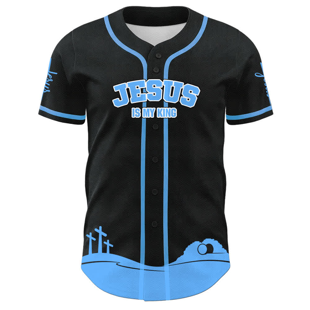 Christianartworkshop Jesus Is My King Name & Number Personalized Baseball Jersey - image 14