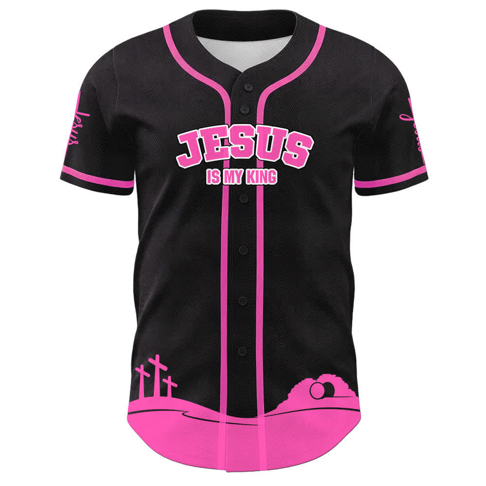 Christianartworkshop Jesus Is My King Name & Number Personalized Baseball Jersey - image 23