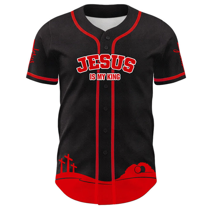 Christianartworkshop Jesus Is My King Name & Number Personalized Baseball Jersey - image 17