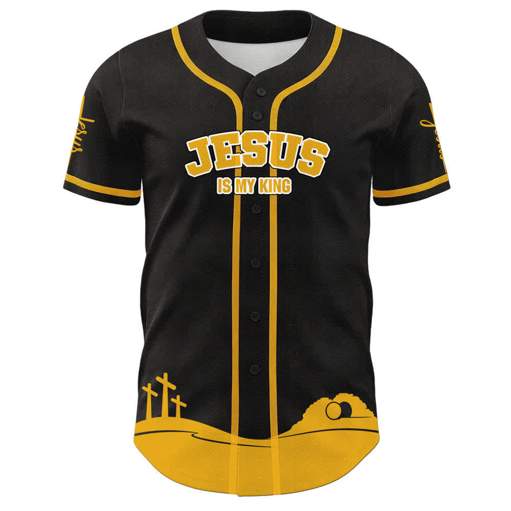 Christianartworkshop Jesus Is My King Name & Number Personalized Baseball Jersey - image 20