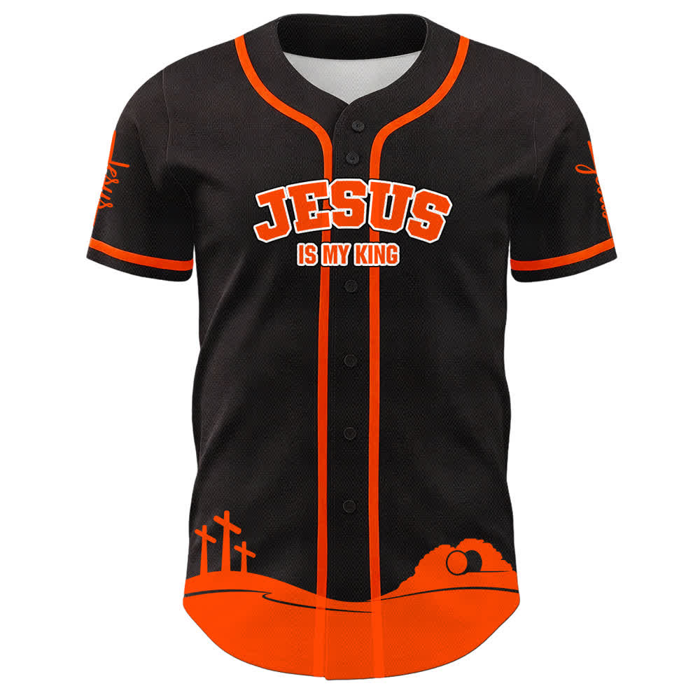 Christianartworkshop Jesus Is My King Name & Number Personalized Baseball Jersey - image 2