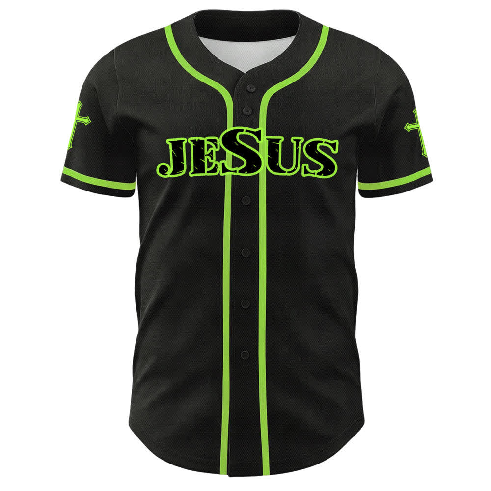 Christianartworkshop Jesus Cross Black Gold Button Up Baseball Jersey - image 20