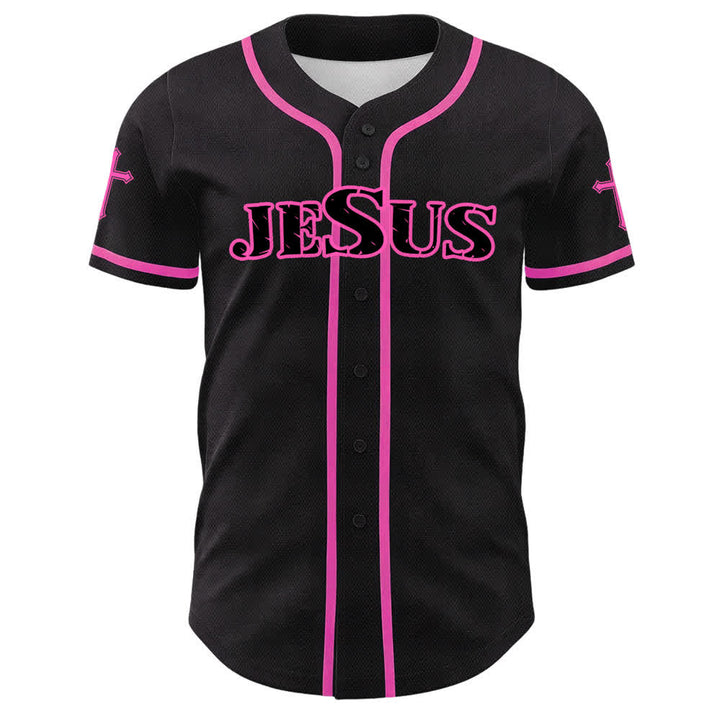 Christianartworkshop Jesus Cross Black Gold Button Up Baseball Jersey - image 11