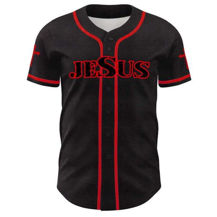 Christianartworkshop Jesus Cross Black Gold Button Up Baseball Jersey - image 26