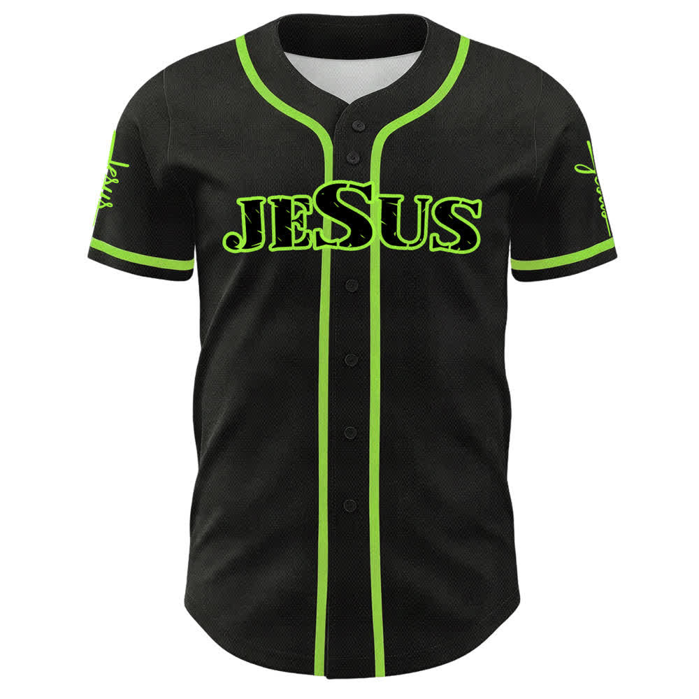 Christianartworkshop Jesus Black Red Button Up Baseball Jersey - image 23