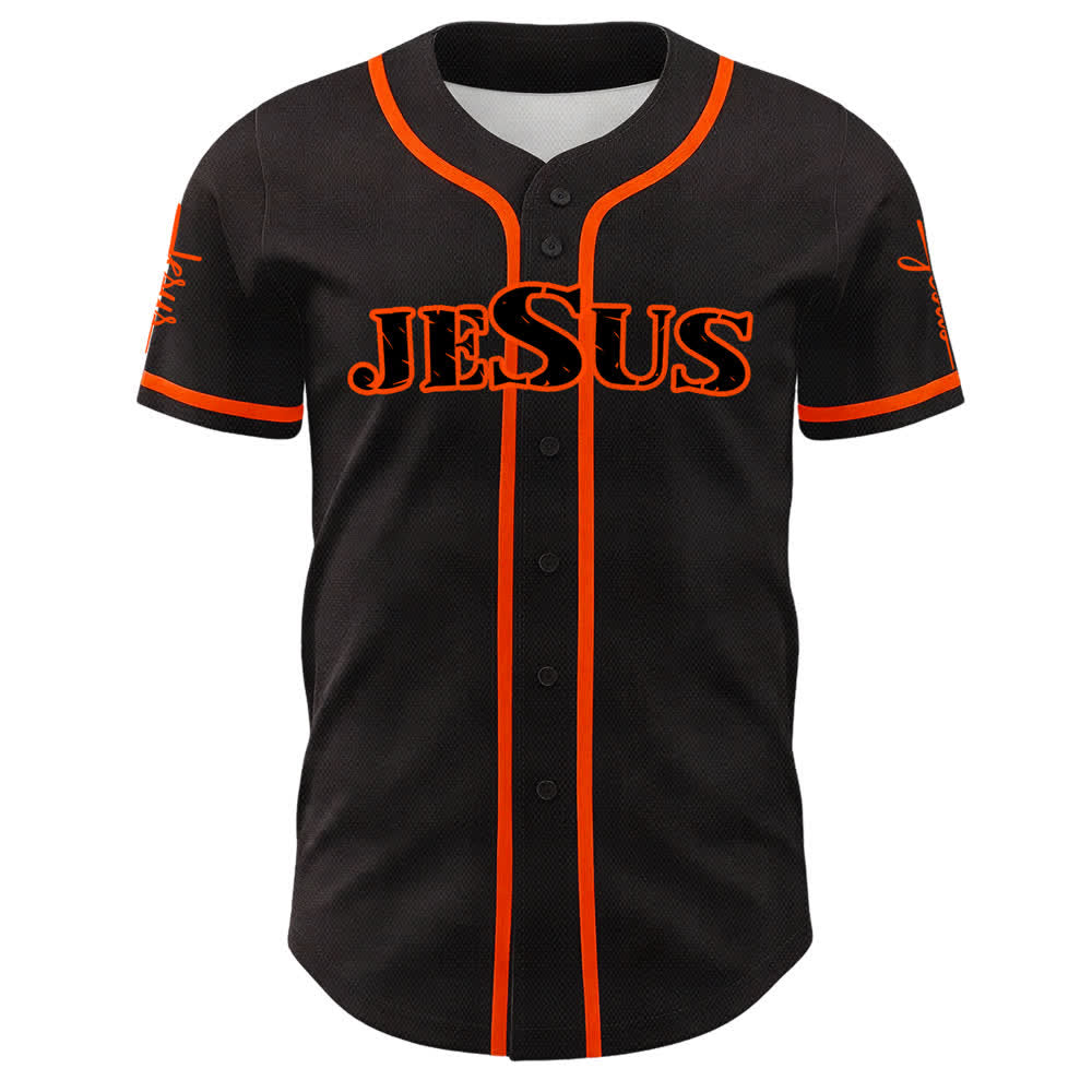 Christianartworkshop Jesus Black Red Button Up Baseball Jersey - image 26
