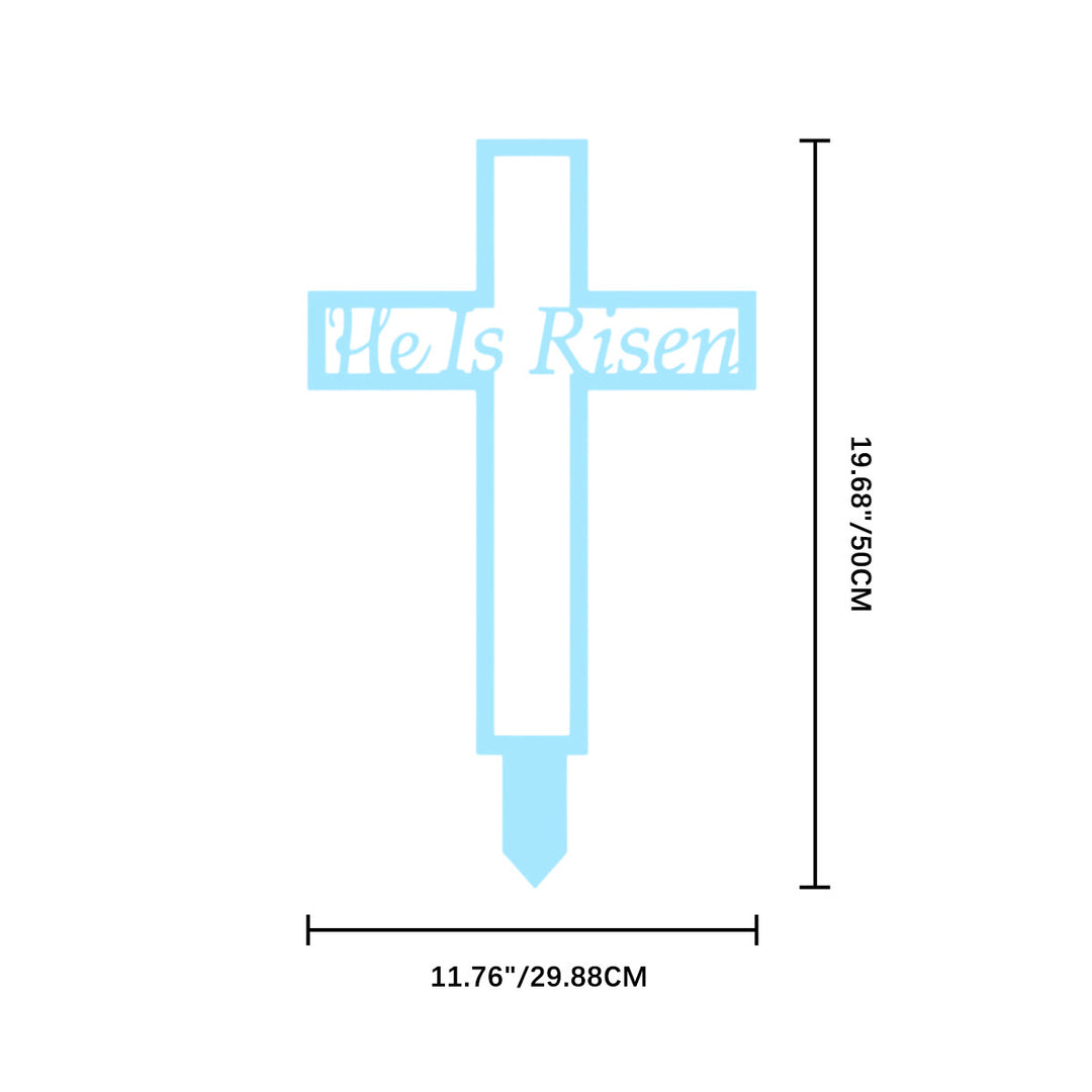 Christianartworkshop Laser Cut Metal Cross Garden Stake With Hollow Heart: Emblem of Eternal Heavenly Remembrance - Blue - 11.76"*19.68" *0.06''/ 29.88*50*0.15cm - image 11