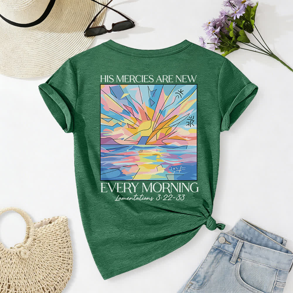 Christianartworkshop Grace Cross Rolled Sleeve Knot Hem Women's V Neck Tee - image 55
