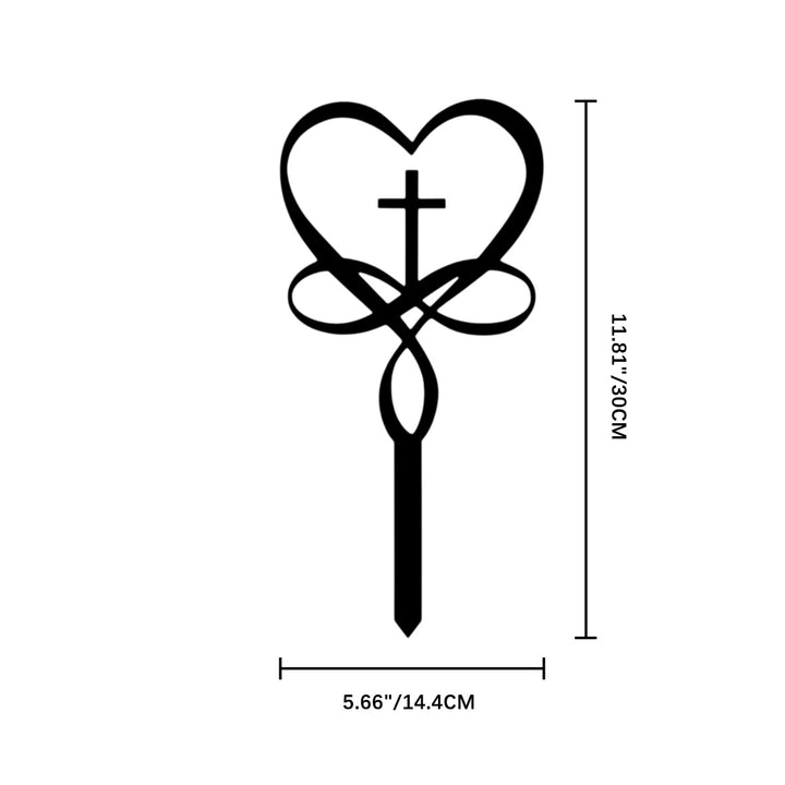 Christianartworkshop Intertwined Heart Cross Metal Memorial Yard Stake: Token of Unbroken Celestial Devotion - 5.66"*11.81" *0.04''/ 14.4*30*0.1cm - image 2