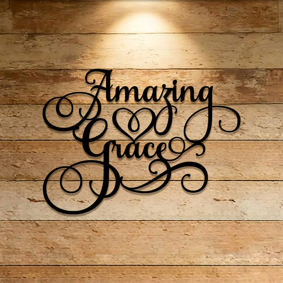 Christianartworkshop Ornate Flourish Amazing Grace Heart Metal Wall Decoration: Emblem of Warm Heavenly Redeeming Grace - image 0
