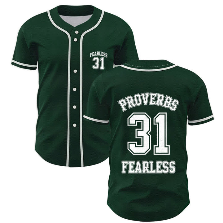 Christianartworkshop Proverbs 31 Fearless Faith Graphic Unisex Baseball Jersey - Green - 5XL - image 42