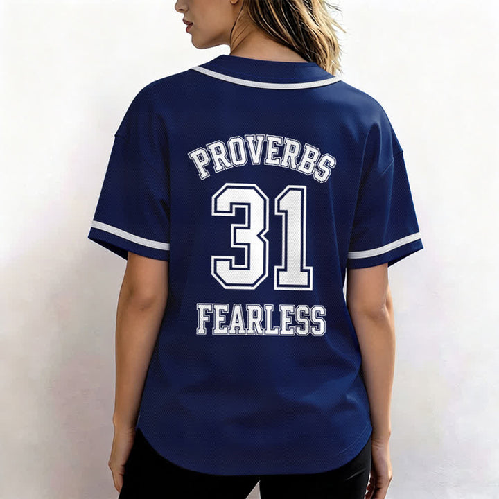 Christianartworkshop Proverbs 31 Fearless Faith Graphic Unisex Baseball Jersey - image 19