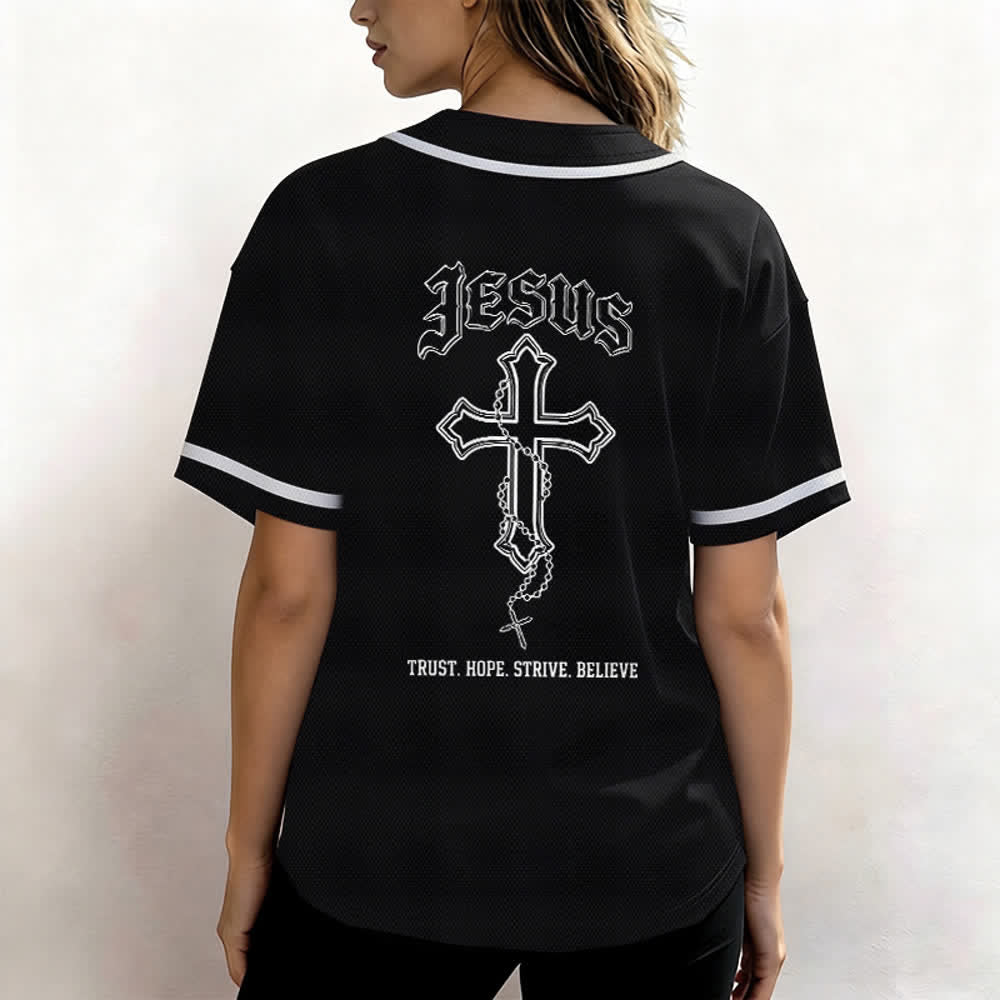 Christianartworkshop Trust Hope Strive Believe All In God's Hands Faith Motif Unisex Baseball Jersey - image 13