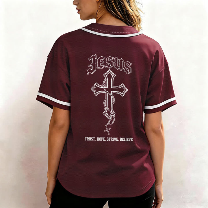 Christianartworkshop Trust Hope Strive Believe All In God's Hands Faith Motif Unisex Baseball Jersey - image 6