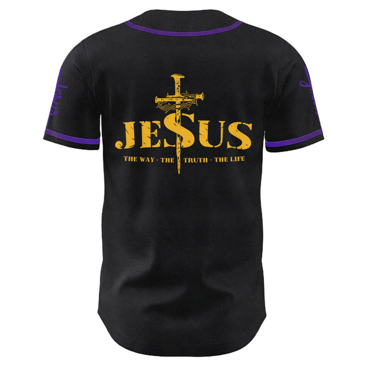 Christianartworkshop Jesus Cross Nail and Crown of Thorns Baseball Jersey - image 58