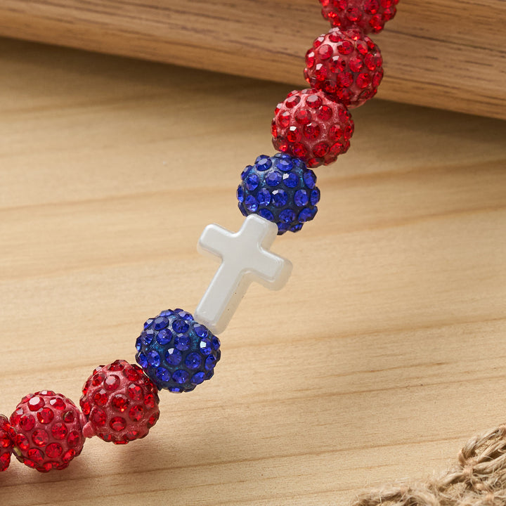 Christianartworkshop All-Day Wear Discoball Bling Baseball Beaded Cross Cross Bracelet: Symbol of Steady Sacred Light - image 17