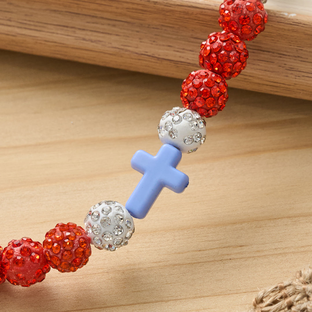 Christianartworkshop All-Day Wear Discoball Bling Baseball Beaded Cross Cross Bracelet: Symbol of Steady Sacred Light - image 9