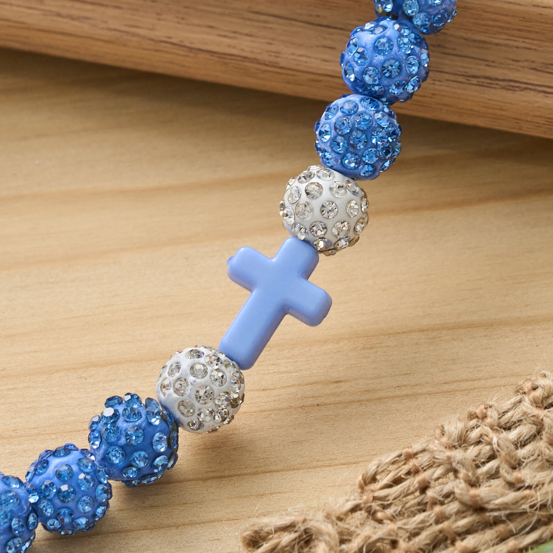 Christianartworkshop All-Day Wear Discoball Bling Baseball Beaded Cross Cross Bracelet: Symbol of Steady Sacred Light - image 25