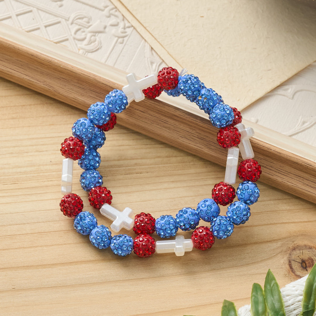 Christianartworkshop All-Day Wear Discoball Bling Baseball Beaded Cross Cross Bracelet: Symbol of Steady Sacred Light - image 3