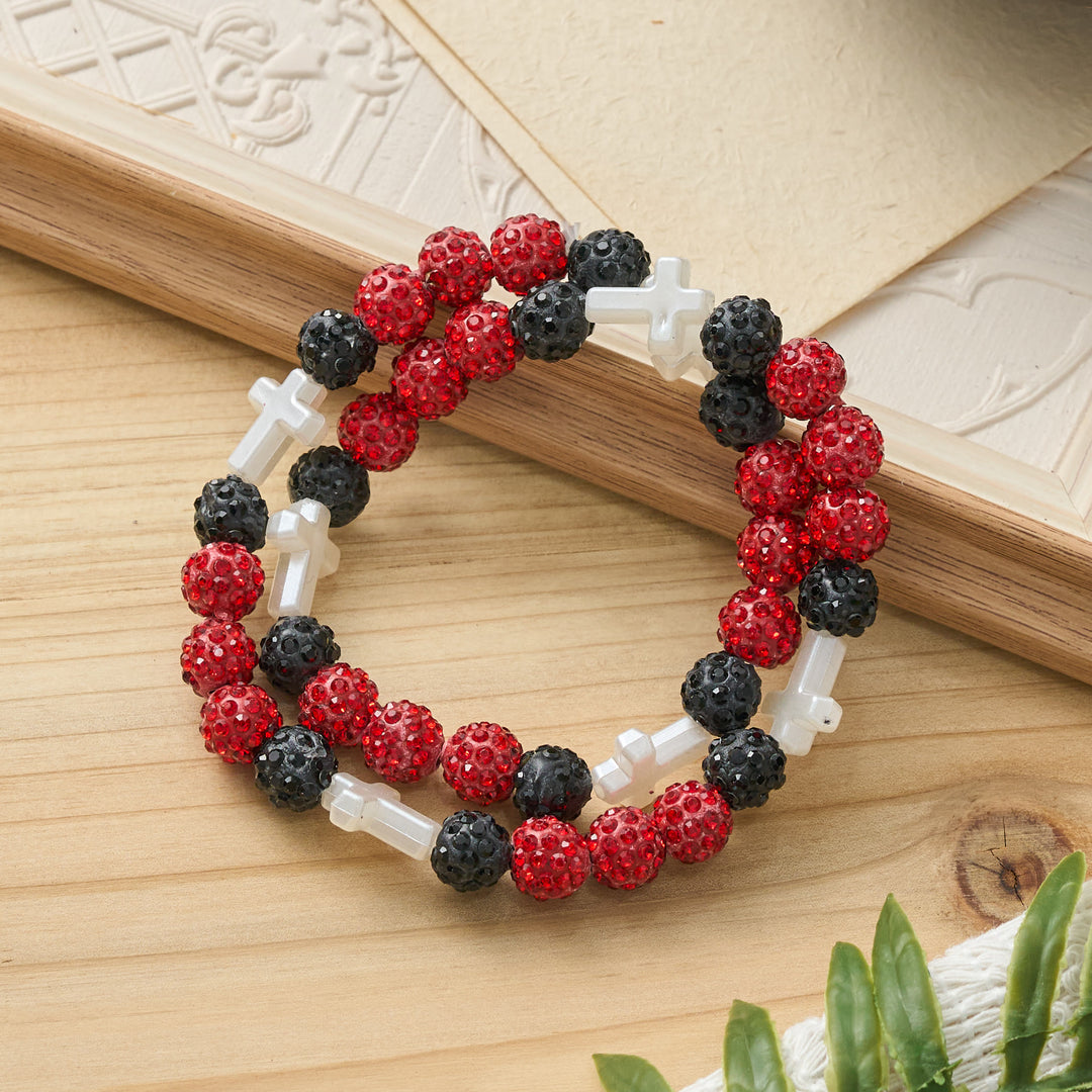 Christianartworkshop All-Day Wear Discoball Bling Baseball Beaded Cross Cross Bracelet: Symbol of Steady Sacred Light - image 11