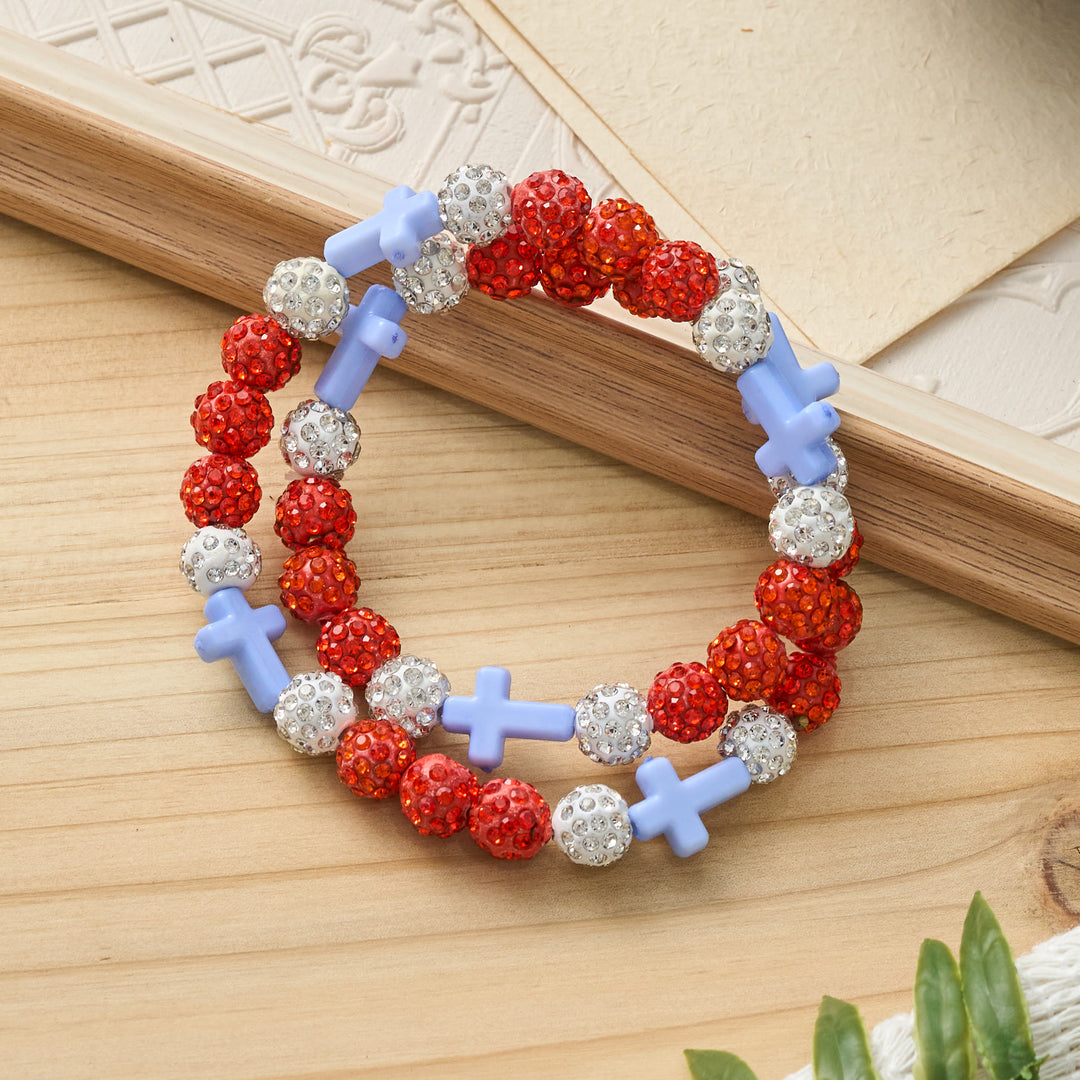 Christianartworkshop All-Day Wear Discoball Bling Baseball Beaded Cross Cross Bracelet: Symbol of Steady Sacred Light - image 7
