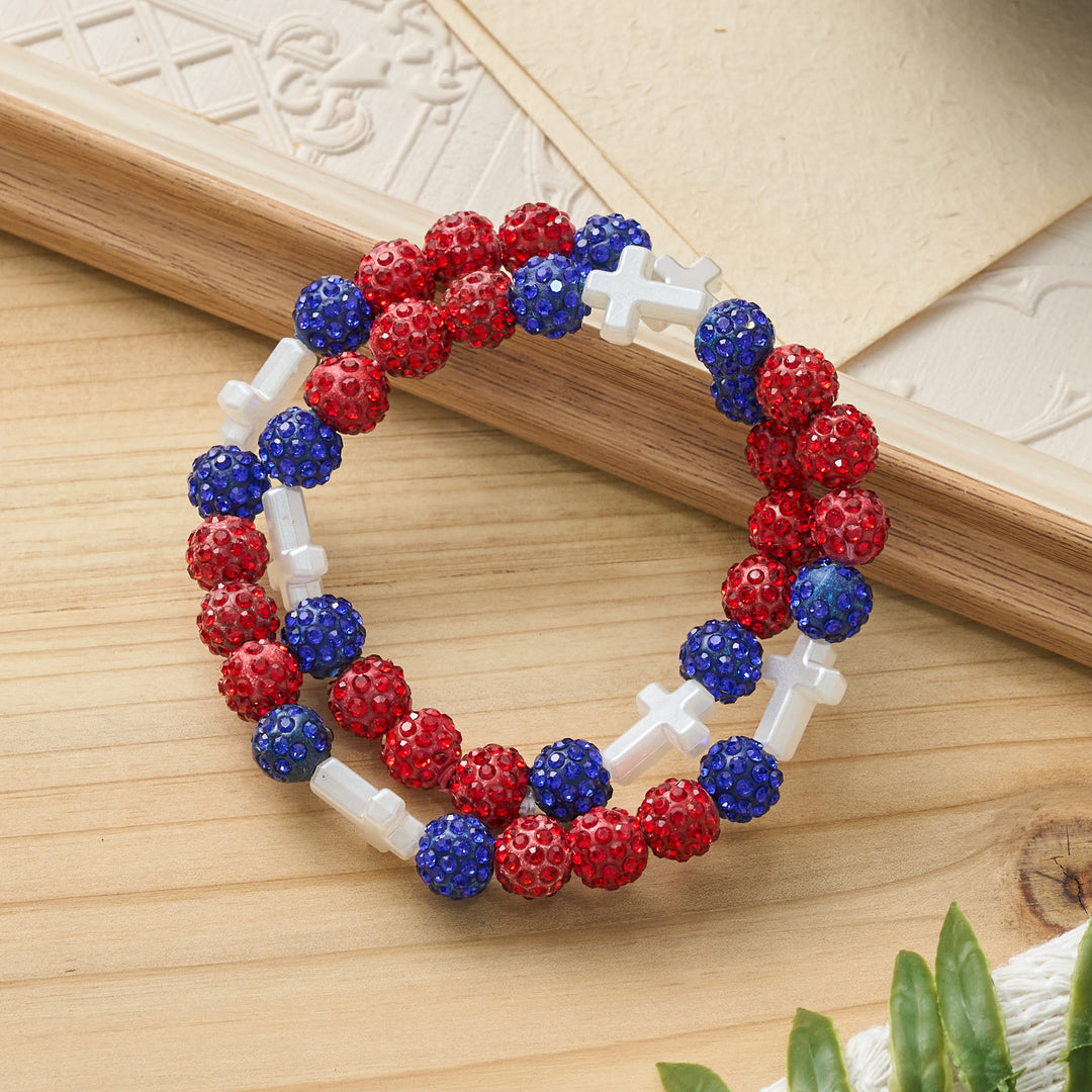 Christianartworkshop All-Day Wear Discoball Bling Baseball Beaded Cross Cross Bracelet: Symbol of Steady Sacred Light - image 15