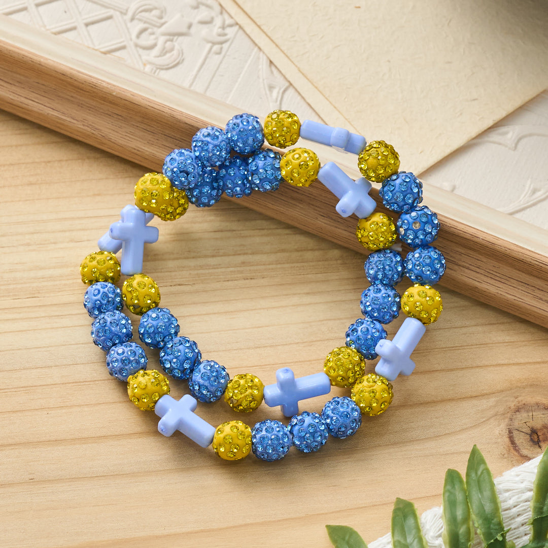 Christianartworkshop All-Day Wear Discoball Bling Baseball Beaded Cross Cross Bracelet: Symbol of Steady Sacred Light - image 19