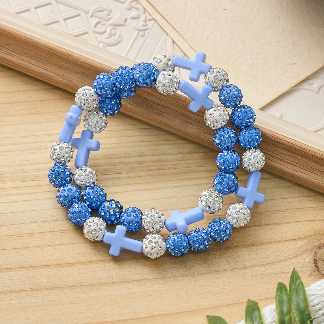 Christianartworkshop All-Day Wear Discoball Bling Baseball Beaded Cross Cross Bracelet: Symbol of Steady Sacred Light - image 23