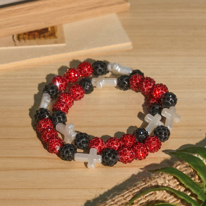 Christianartworkshop All-Day Wear Discoball Bling Baseball Beaded Cross Cross Bracelet: Symbol of Steady Sacred Light - C - image 10