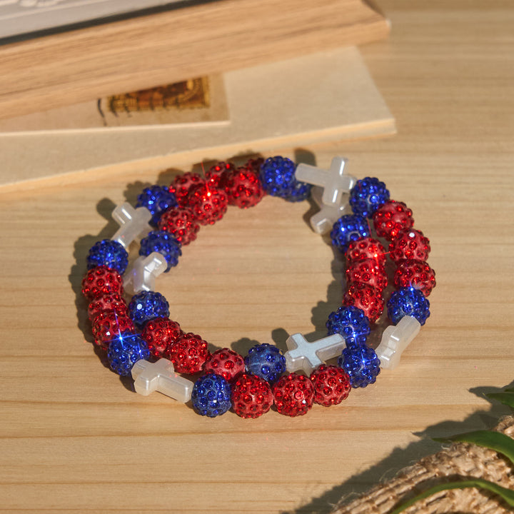 Christianartworkshop All-Day Wear Discoball Bling Baseball Beaded Cross Cross Bracelet: Symbol of Steady Sacred Light - D - image 14